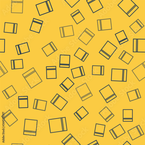 Blue line Plastic bag with ziplock icon isolated seamless pattern on yellow background. Vector Illustration.