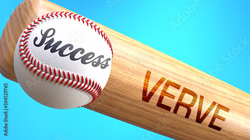 Cuadro en lienzo Success in life depends on verve - pictured as word verve on a bat, to show that verve is crucial for successful business or life