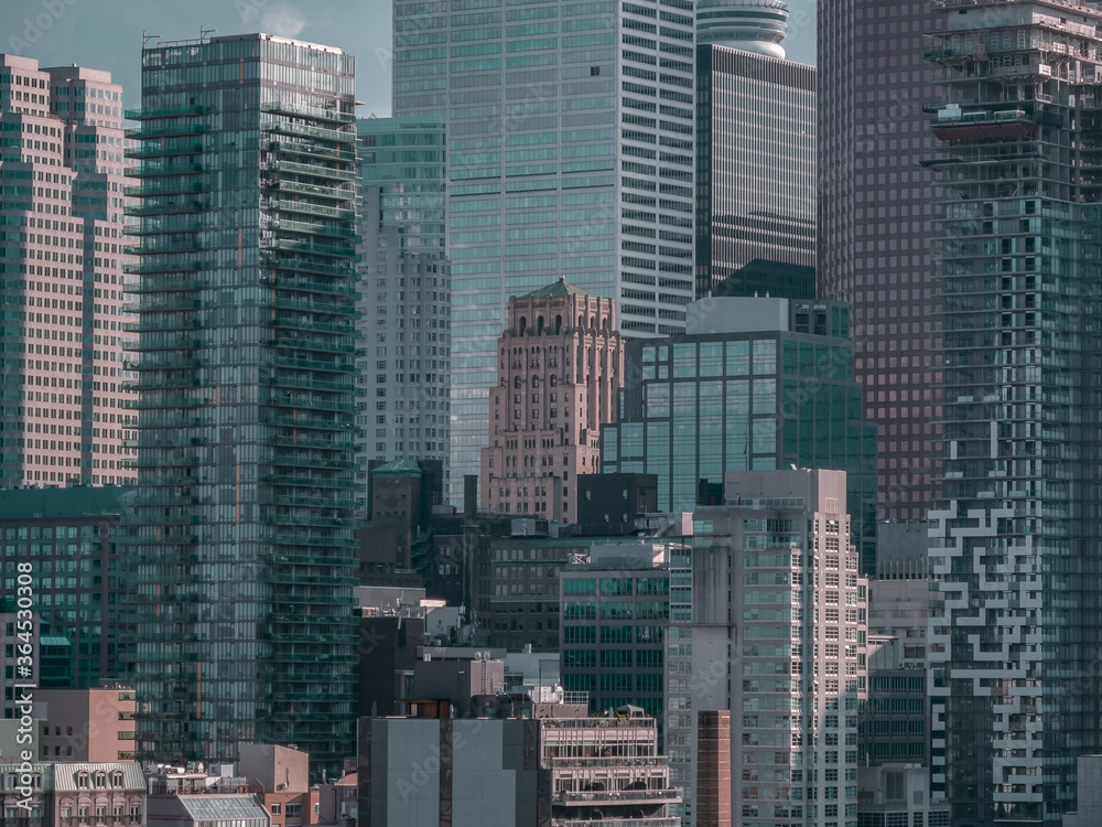 Wall Mural Asphalt jungle of DowntownToronto : a cluster of skyscrapers, flat contrast aeri