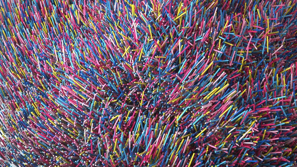 Abstract image of colored plastic villi 3D image Abstract image of colored plastic villi 3D image