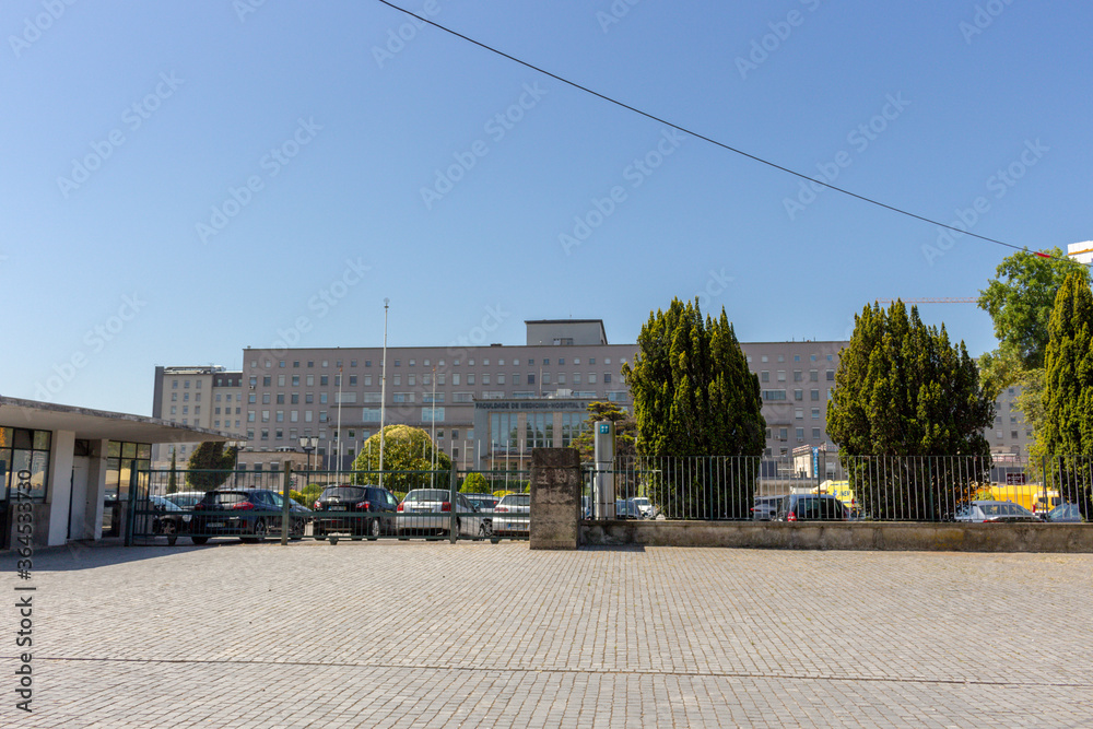 Porto / Portugal - July 6, 2020: The University Hospital Center of São João, or simply Sao Joao Hospital, is the main hospital of the city. It's also a medical school, the Faculty of Medicine.