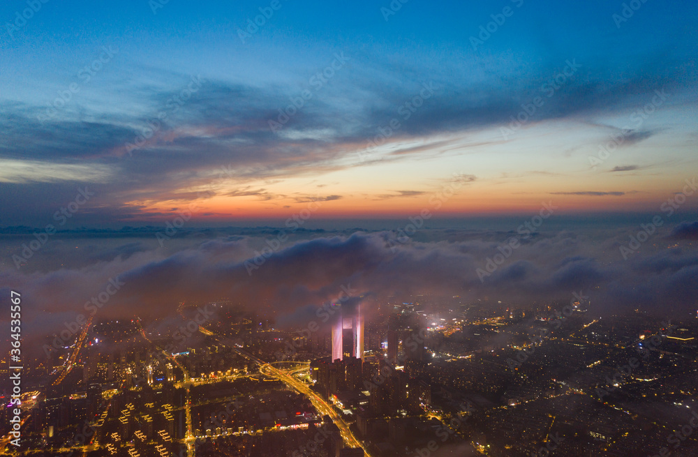 sunset over the city