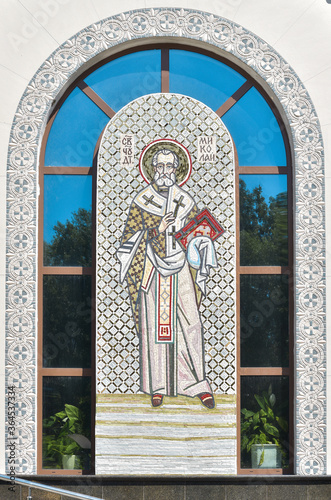 Mosaic icon of St. Nicholas the Wonderworker. General view