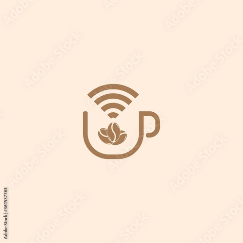 Coffee Logo. Modern Icon Symbol Monochrome Monoline Minimalism vector logo for coffee shop