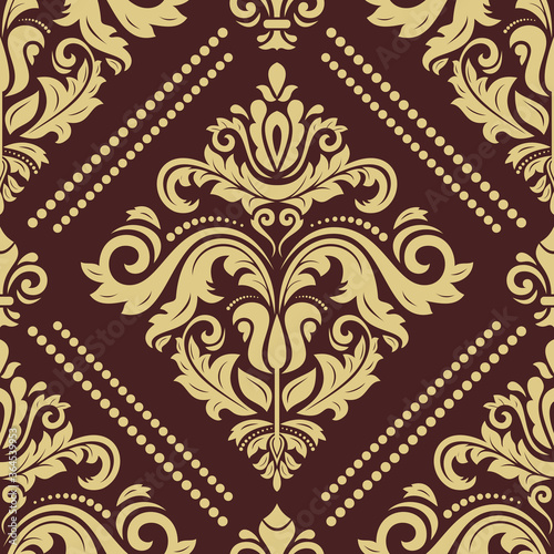Orient vector classic pattern. Seamless abstract background with vintage elements. Orient brown and golden background. Ornament for wallpaper and packaging