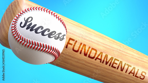 Принти на полотні Success in life depends on fundamentals - pictured as word fundamentals on a bat, to show that fundamentals is crucial for successful business or life