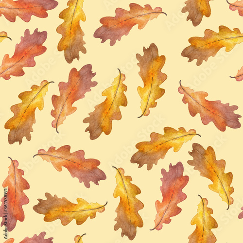 Seamless Watercolor pattern, Autumn Leaves Pattern, jpg, 12x12