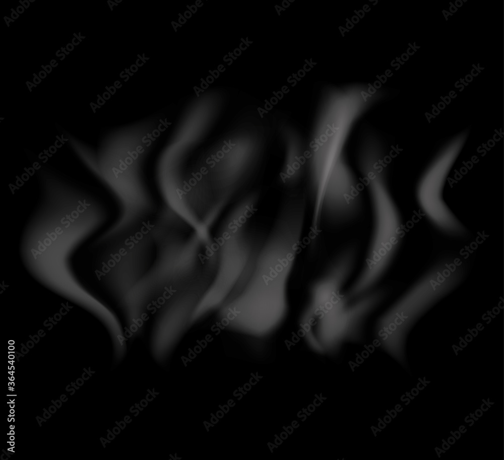 Set of realistic white smoke steam, waves from coffee,tea,cigarettes, hot food. Set of digital realistic smoke on a dark background.