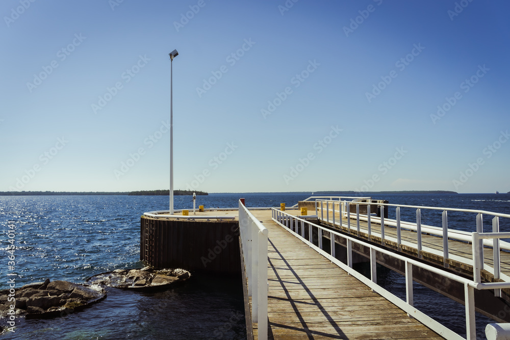 Aerial view of a pier in Bruce Peninsula, Ontario