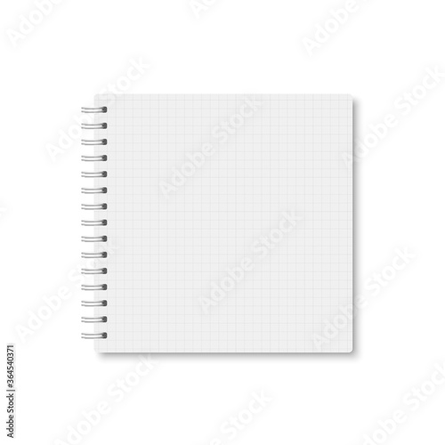 Vector square copybook with metallic white spiral