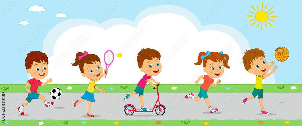 kids, boys and girls different sport activity, illustration,vector kids, boys and girls different sport activity, illustration,vector