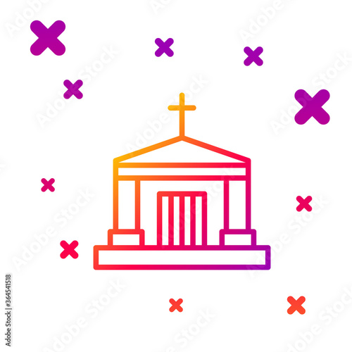 Color line Old crypt icon isolated on white background. Cemetery symbol. Ossuary or crypt for burial of deceased. Gradient random dynamic shapes. Vector.