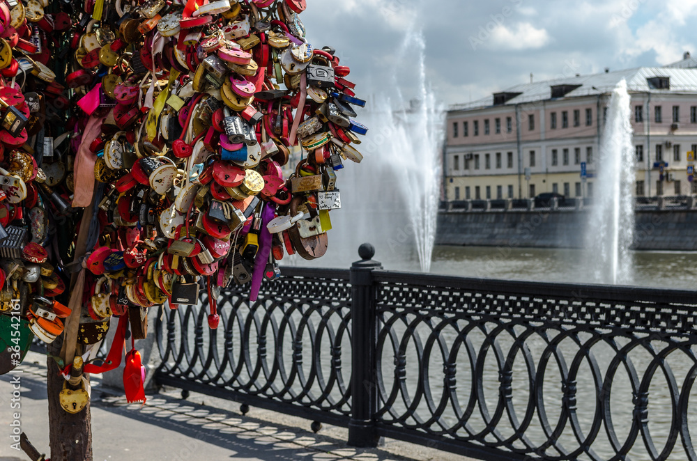 Locks of lovers on the waterfront