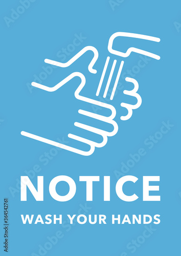 Wash your hands poster infographic (Size : A series) Blue