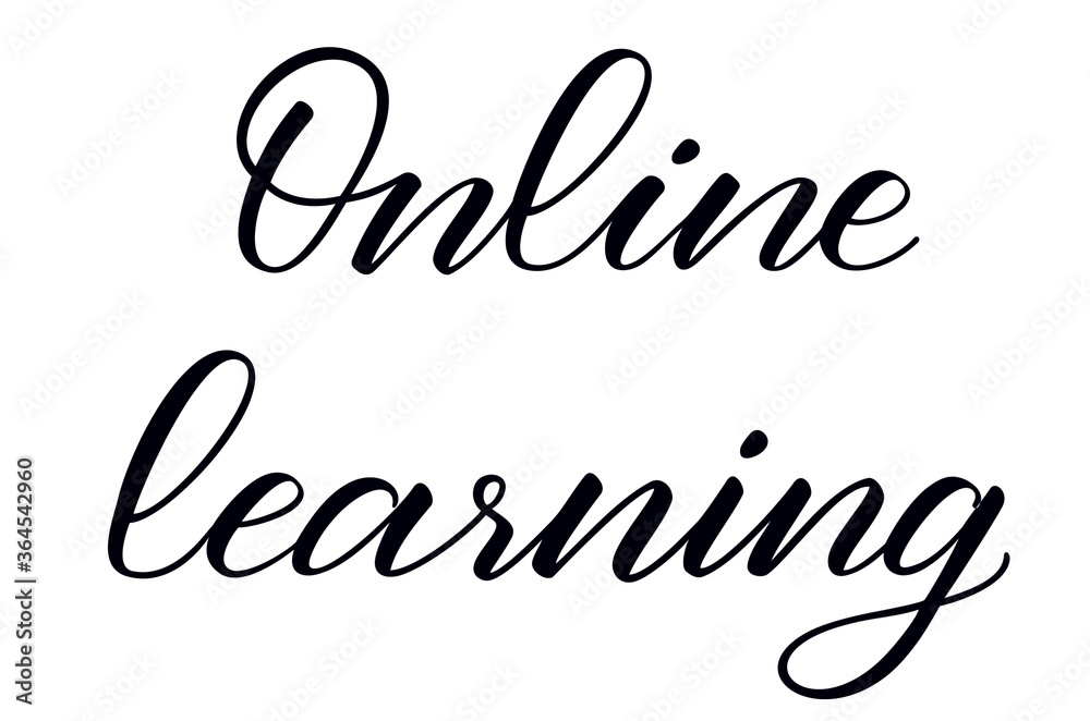 Online learning. Handwritten text. Modern calligraphy. Isolated on white Online learning. Handwritten text. Modern calligraphy. Isolated on white