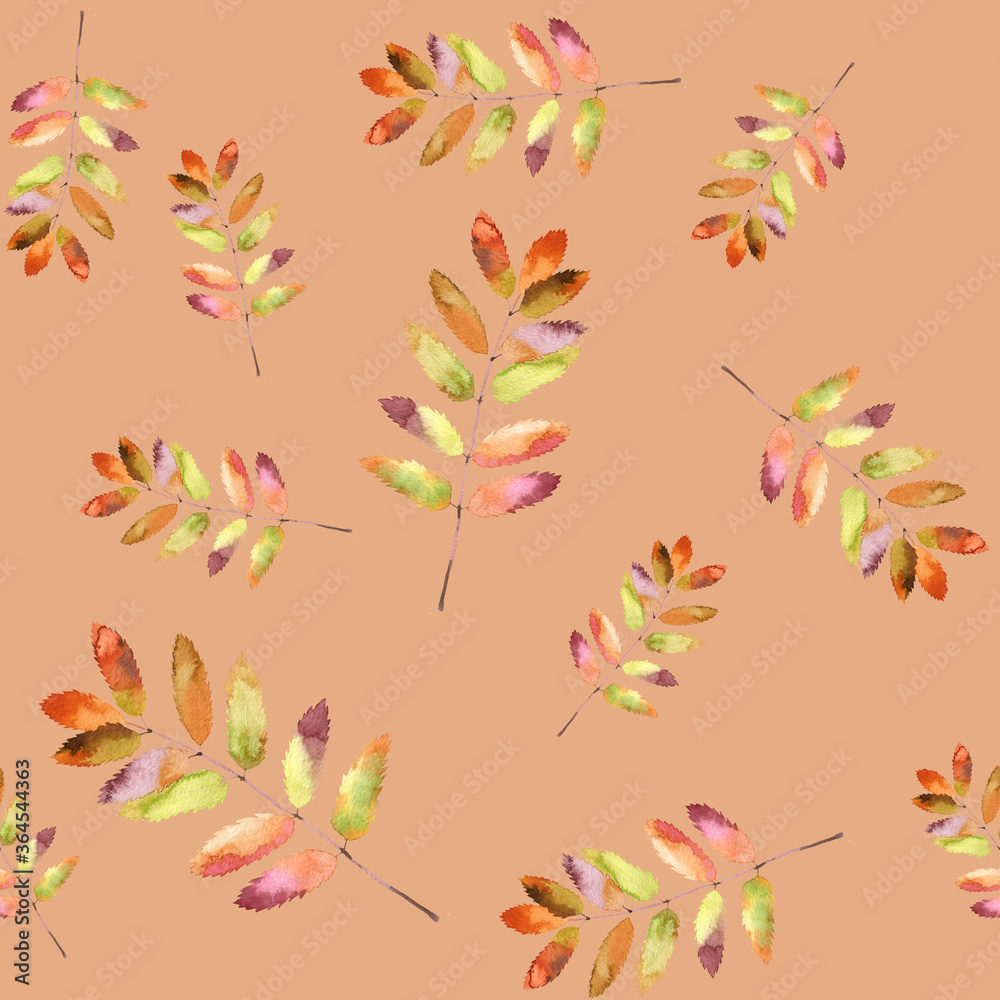 custom made wallpaper toronto digitalSeamless Watercolor Pattern, 12x12 inches, jpg, Autumn Leaves Pattern