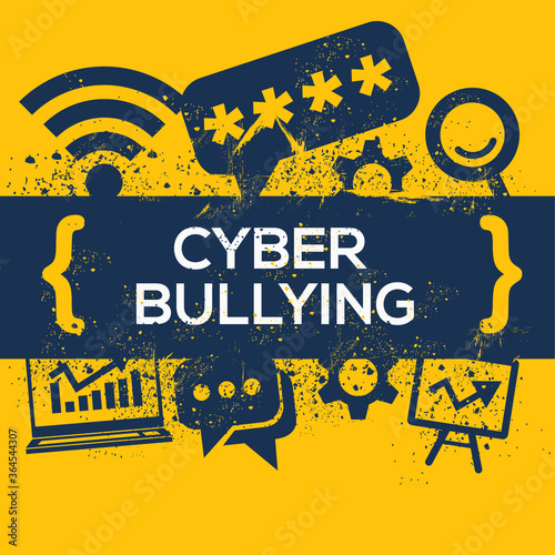 Creative (Cyber bullying) Word with Icons ,Vector illustration.	