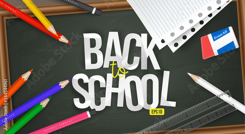 Back to school 3d cute realistic illustration banner editable vector template