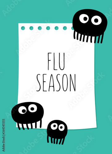 Flu season reminder. Illustration of the bacterias and viruses
