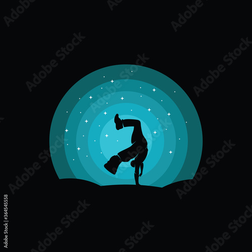 Vector illustration of parkour logo design, parkour player silhouette
