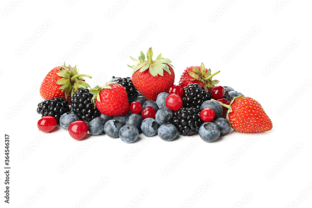 Mix of fresh berries isolated on white background Mix of fresh berries isolated on white background