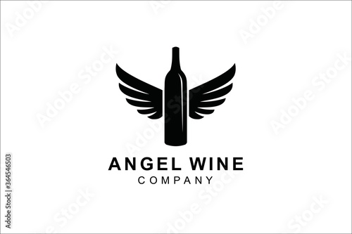 Angel Wine Logo Design Template.