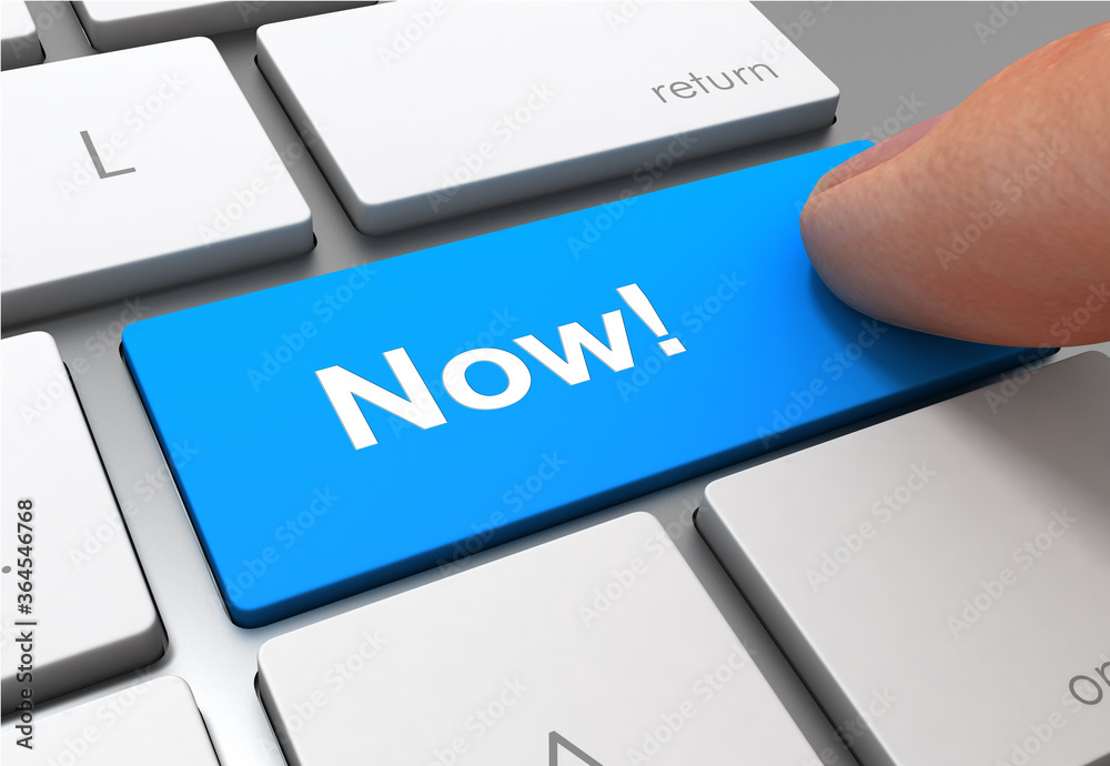 Fototapeta premium now push button concept 3d illustration