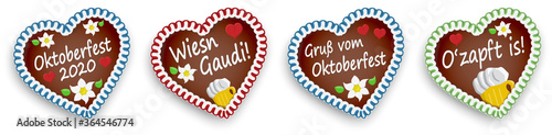 four gingerbread hearts Oktoberfest 2020 2021 photo