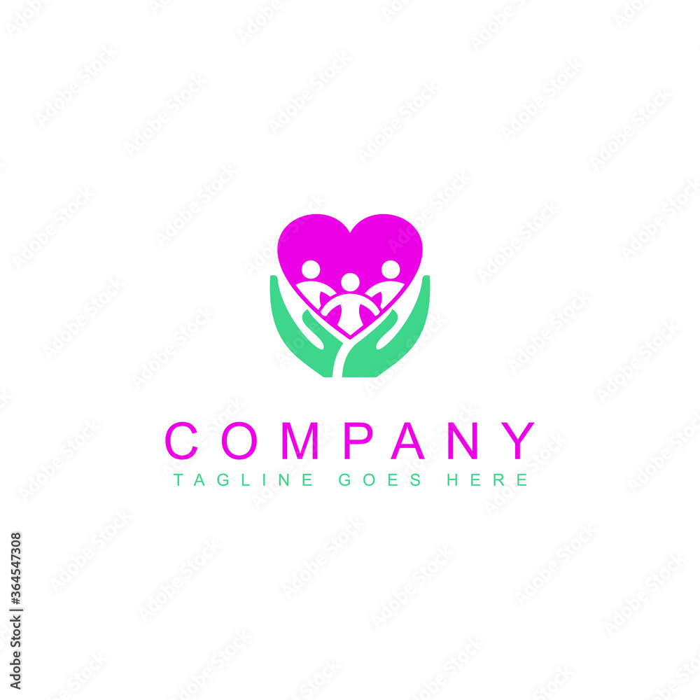 kids care logo design template, mother care symbol