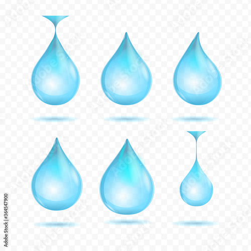 Realistic Detailed 3d Water Drop Different Shape Set. Vector
