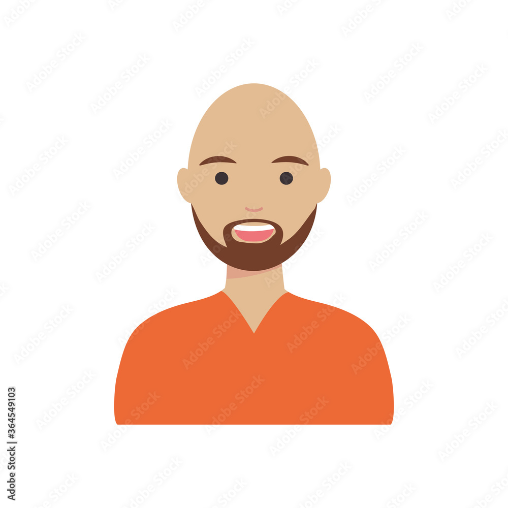 diversity people concept, cartoon bald man smiling, flat style diversity people concept, cartoon bald man smiling, flat style