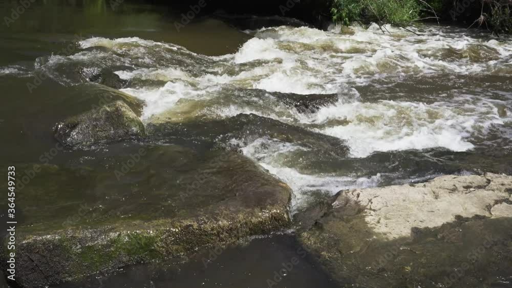 River water rapids over stones flowing background