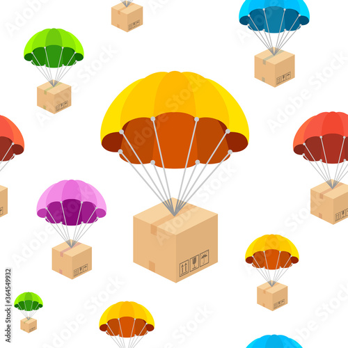 Cartoon Color Parachute Seamless Pattern Background. Vector