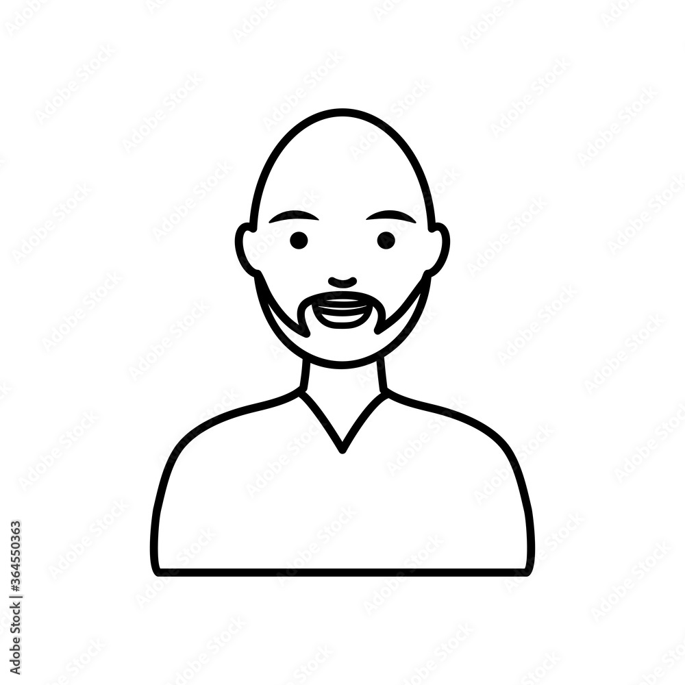 diversity people concept, cartoon bald man smiling, line style diversity people concept, cartoon bald man smiling, line style