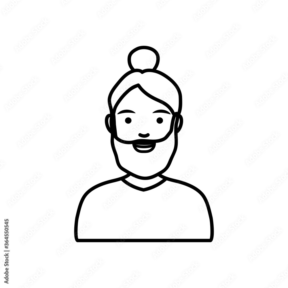 diversity people concept, cartoon young woman with beard, line style diversity people concept, cartoon young woman with beard, line style