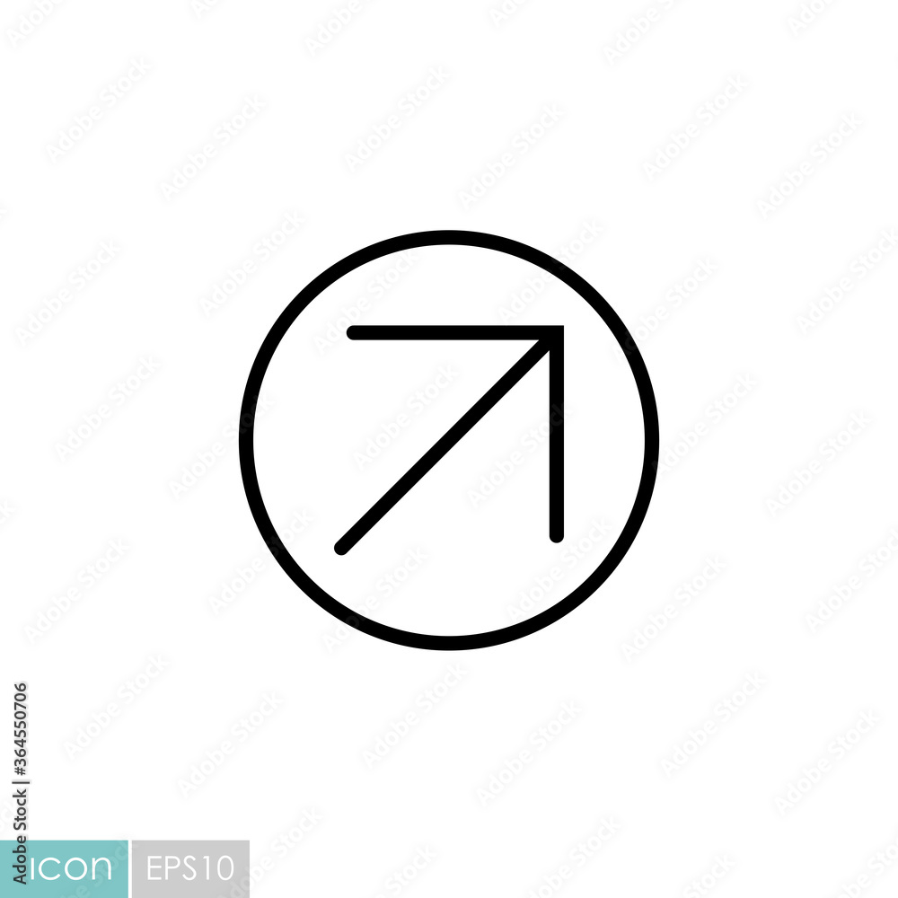 Arrow right top vector icon. Navigation sign Arrow right top vector icon. Navigation sign