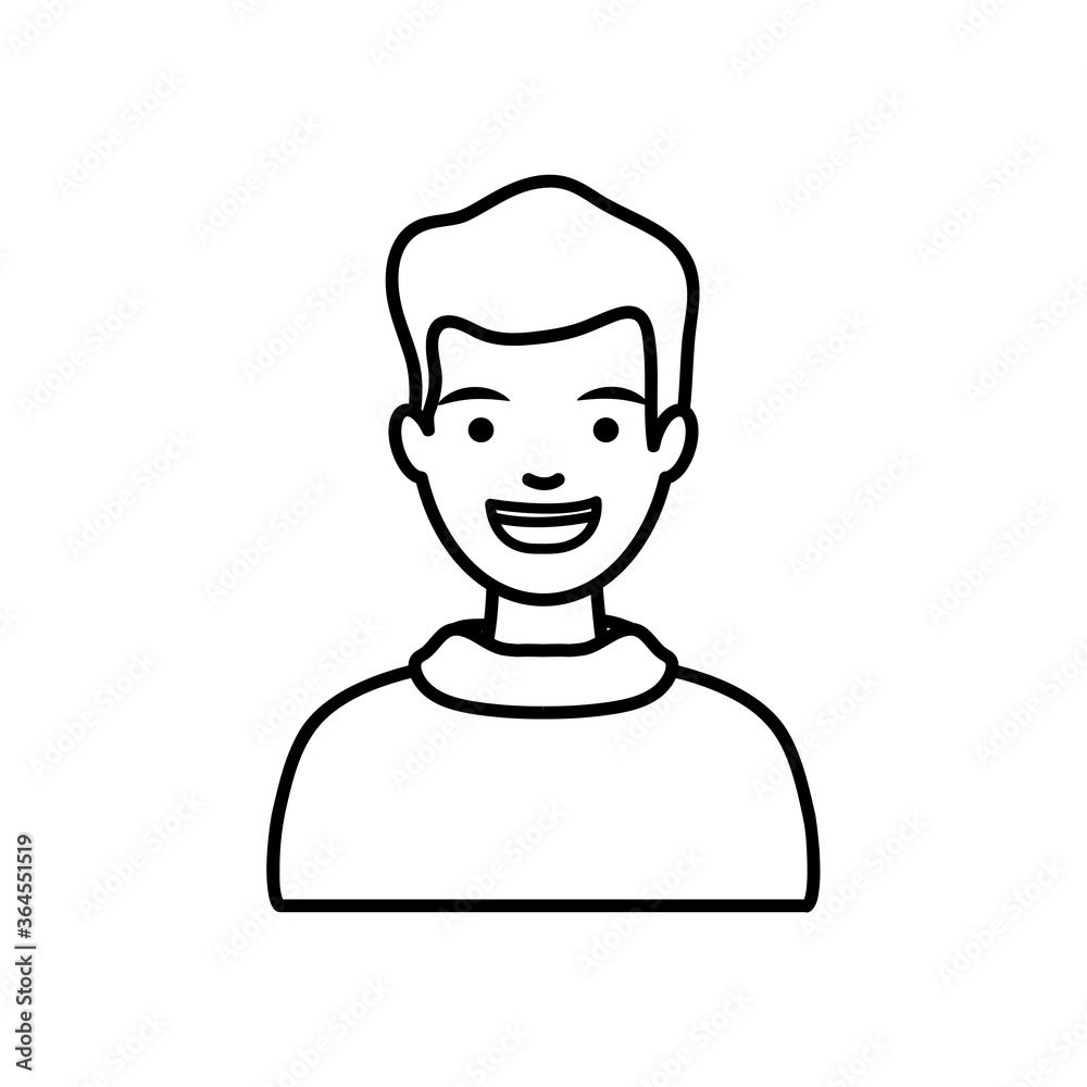 young man smiling icon, line style young man smiling icon, line style