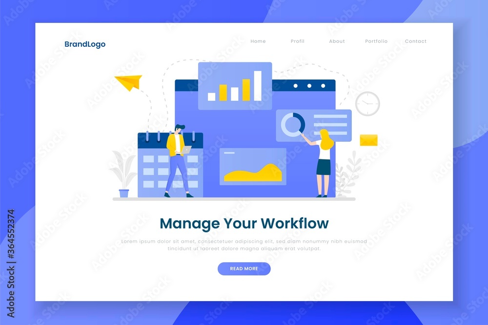 Flat design manage your workflow landing page concept. Illustration for websites, landing pages, mobile applications, posters and banners.
