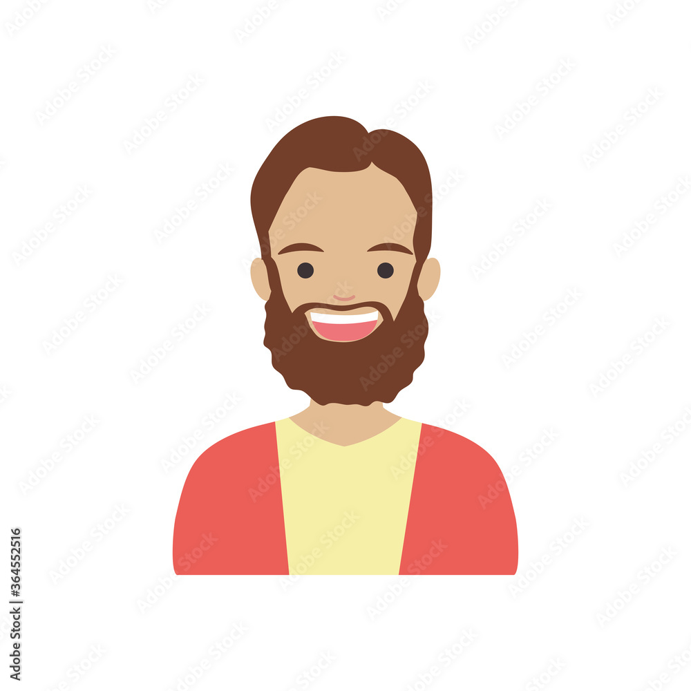 diversity people concept, cartoon man with beard smiling, flat style diversity people concept, cartoon man with beard smiling, flat style