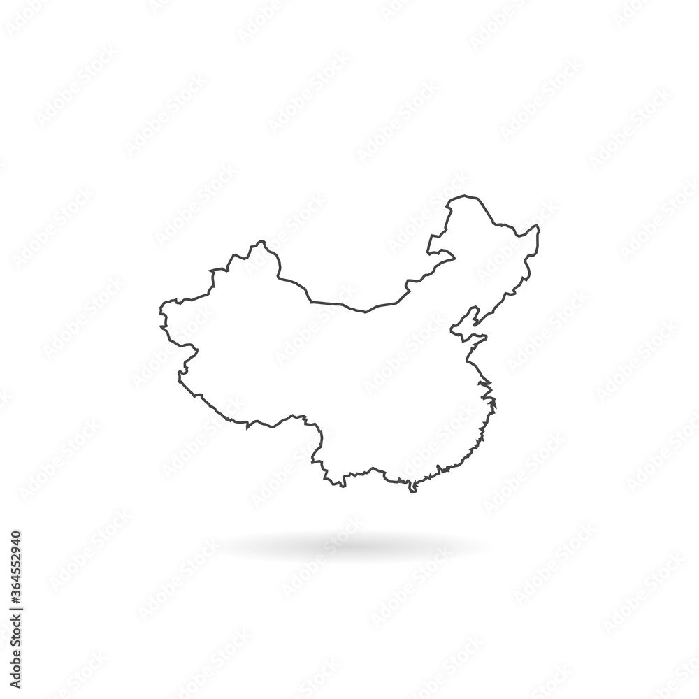 China map line icon with shadow China map line icon with shadow