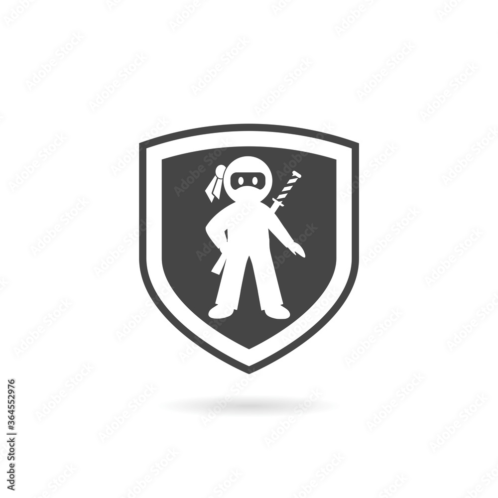 Ninja shield logo icon with shadow Ninja shield logo icon with shadow