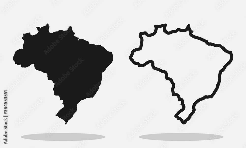 Map of Brazil solid and line vector icon isolated on white background.
