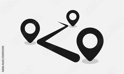 Flat route location vector icon isolated on white background.