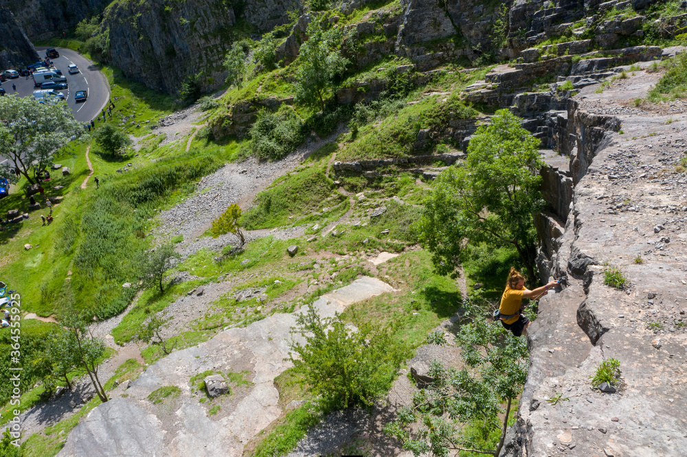 Aerial view of a Rock Climber at Cheddar Gorge