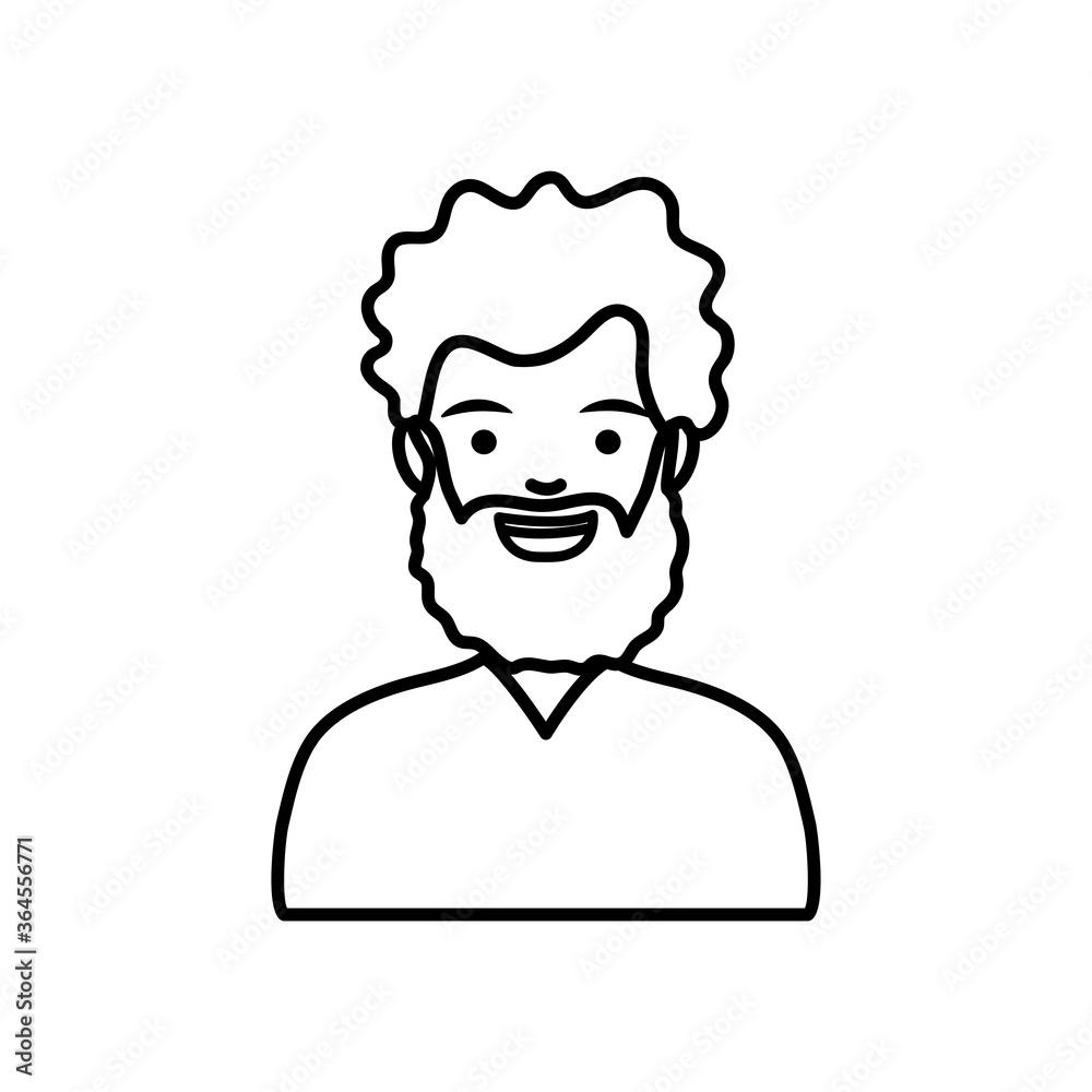 diversity people concept, cartoon man with beard, line style