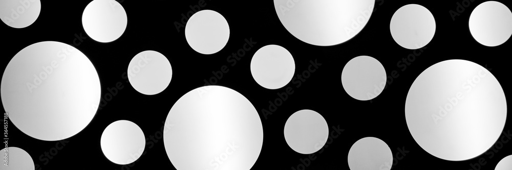 The pattern of bright circles on a dark background. Panorama The pattern of bright circles on a dark background. Panorama