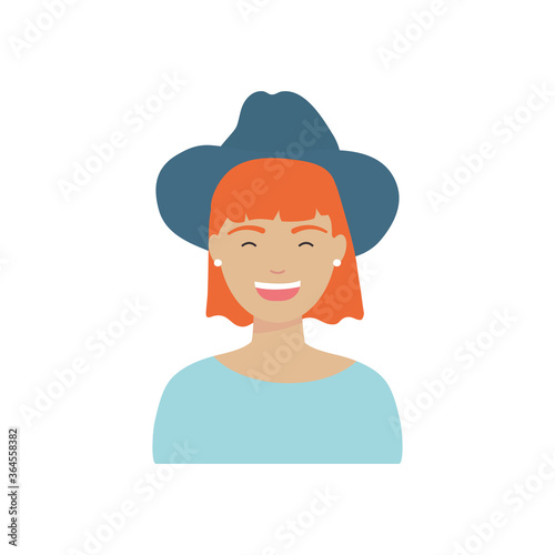 diversity people concept, cartoon woman wearing cowbow hat, flat style photo