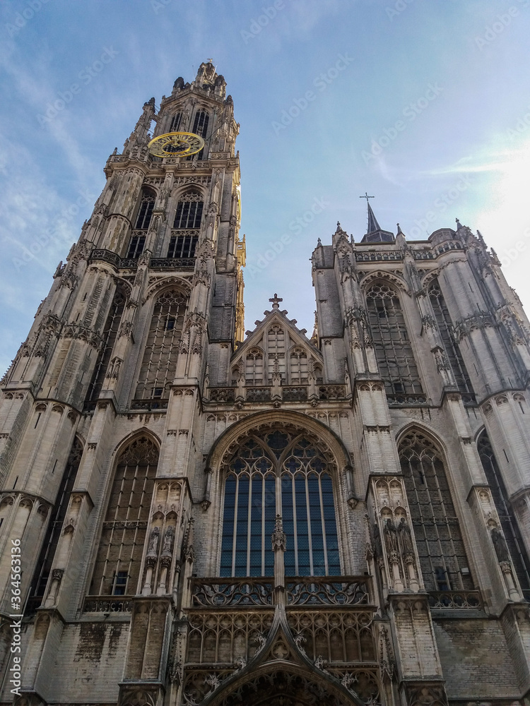 Antwerp Cathedral, dedicated in the name of Our Lady. The construction beginning at 1352 and was ended at 1521 but it never been totally completed. Antwerp Cathedral, dedicated in the name of Our Lady. The construction beginning at 1352 and was ended at 1521 but it never been totally completed.