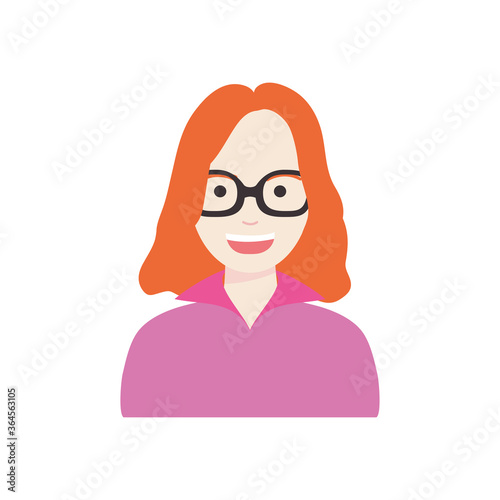 diversity people concept, cartoon woman wearing glasses, flat style