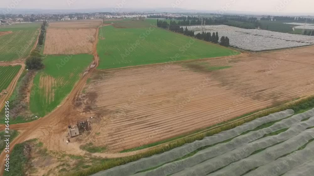 Aerial view of large farmland fields, industrial agriculture landscape panorama Aerial view of large farmland fields, industrial agriculture landscape panorama